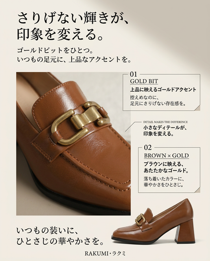 ゴールドビット スクエアトゥ メリージェーンローファーパンプス